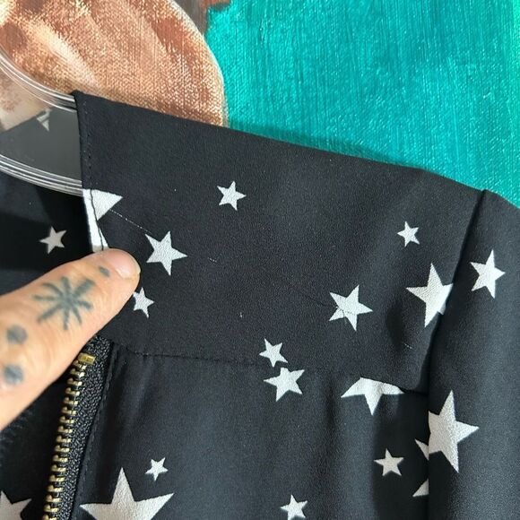Stella Tweed Black Starry Blouse Size Medium - Picture 5 of 16